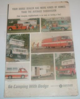 Small 1960s Dodge Camper Pickup Van Motorhome Camping ad See My Store