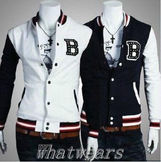 JJ Punk Mens Letter B Baseball Uniform Casual Jacket Sports Coat 
