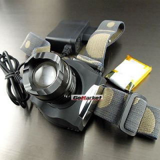   XM L T6 LED 1600Lm Headlamp Headlight Zoomable Rechargeable +LiPO +CH