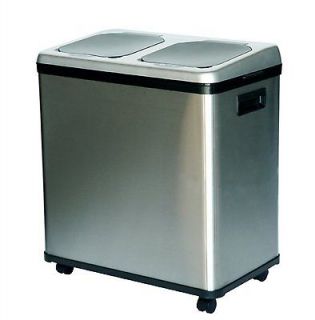   16 Gallon Dual Compartme​nt Stainless Steel Sensor Recycle Bin