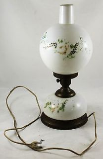 Painted Milk Glass PARLOR Hurricane vintage Electric Table Lamp LIGHT 