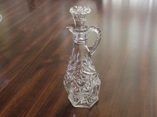 Vintage Cut Glass Crystal Oil Vinegar Cruet Bottle w/ Stopper