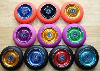   Metal Core Scooter wheels with build in 2 Abec 9 bearings, solid core