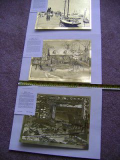 Lionel Barrymore prints in Gold Etch Quiet Waters, Harbor Shelter and 