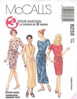 mccalls 8233 misses 3 hour sarong dress sewing pattern more