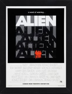 Framed Alien Ridley Scott Movie Poster A4 Size Mounted In Black Frame 