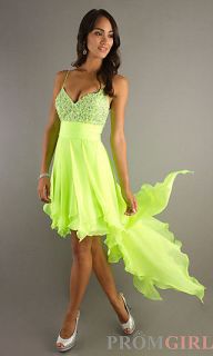 Short Dress With Long Train Spaghetti Straps Evening Dress Homecoming 