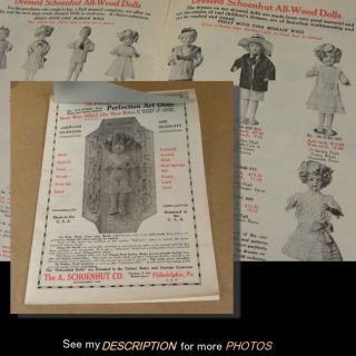 ORIGINAL Circa 1919 Schoenhut Perfection Art Doll Catalogue