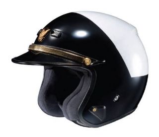   High Rise 3/4 Police RJ Platinum LE White/Black Motorcycle Helmet