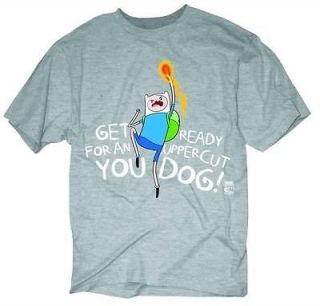 Adventure Time With Finn & Jake Uppercut Gray New Licensed Adult T 