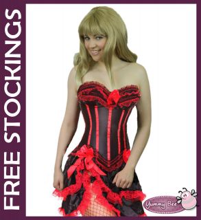 Burlesque Saloon Girl Corset Skirt Fancy Dress Size 6 8 10 12 14 16 18 