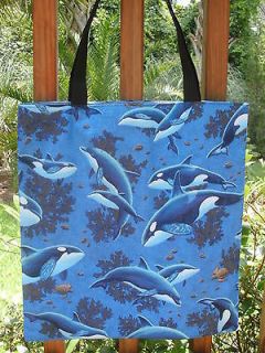 Perfect Gift For The Orca Dolphin Lover Reversible Fabric Tote Beach 