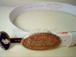 ROCA WEAR   WHITE BELT W/ PINK GLITTER BUCKLE   NWT rocawear diamante