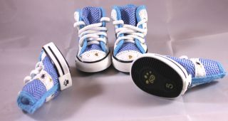 USA SELLER Dog Puppy Boots Sneakers SETof 4 Shoes Blue for Small Dog 