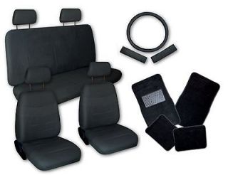 Black Faux Leather Next Generation Car Seat Covers w/ Black Mats 