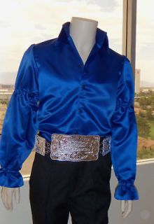 Elvis Tribute Artist Costume) (Jumpsuit Era) ROYAL BLUE SATIN Puffy 