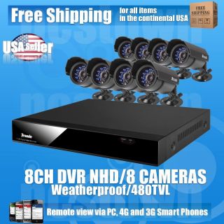 CH CCTV Security DVR LED IR 8 Camera System ZMODO black