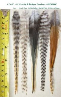 15 Whiting Grizzly Badger Feather, Hair Extension, Fly Tying, #W6704C 