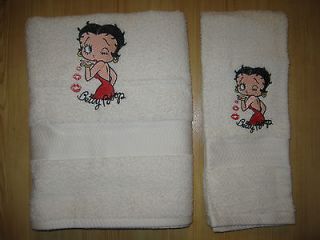 new machine embroidered betty boop bath hand towel set time