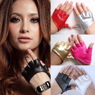 New Fashion PU Leather Gloves Ladys Fingerless Driving Gloves Show 