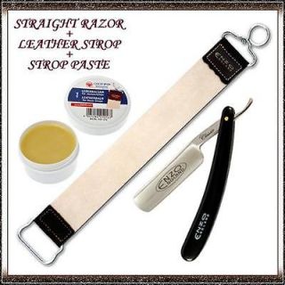 straight cut throat shaving razor leather strop paste from united