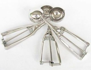 Kitchen Ice Cream Scoop Cookies Disher Spoon Spring Handle Stainless 