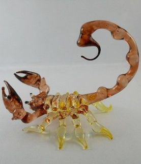 scorpion brown blown glass handmade animal figurine g35 from thailand
