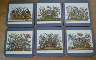 WOOD & CORK FLORAL DELUXE COASTERS IN BOX  PIMPERNEL MADE IN ENGLAND