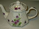 Vintage Sadler Teapot Basket Weave Violets Flowers Windsor England 