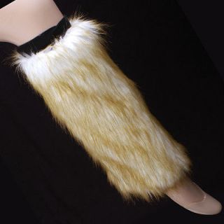 NEW Boot Cuff Fluffy Soft Furry Faux Fur Leg Warmers Boot Toppers Tan