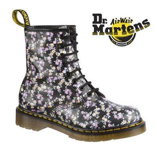 DMS DOC DR MARTENS mini tydee flower floral black 1460 leather BOOTs 