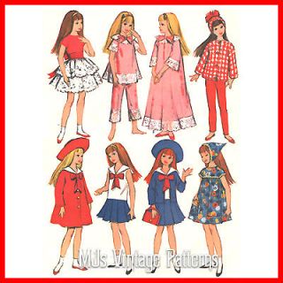 Vtg Skipper Pepper Doll Clothes Pattern ~ Dress Pants Hat Casual Wear