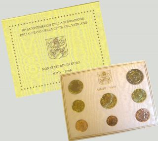vatican 2009 set of 8 euro coins bu rare time
