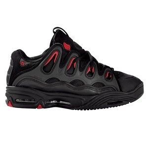 osiris d3 2001 men s skate board shoe black red char coal