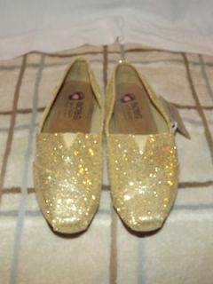 BOBS BY SKECHERS EARTH MAMA GOLD FLATS SHINY METALLIC GOLD size 6.5