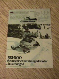 1973 SKI DOO SNOWMOBILE ADVERTISEMENT SNOW MACHINE SILVER BULLET TNT 