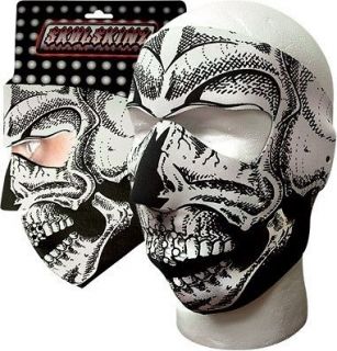  Hunter, Biker, Ski Neoprene Face Mask   Full B&W Skull (BWS