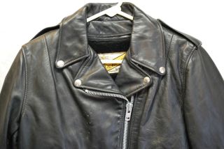 VTG Schott Perfecto Motorcycle Leather Jacket Black Biker Cafe Womens 
