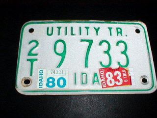   Utility Trailer License Plate 2T1560 Twin Falls County SMALL 4 X 7
