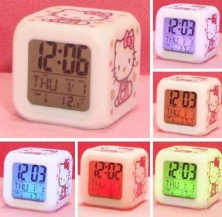 new 7 led color colour hello kitty digital alarm clock