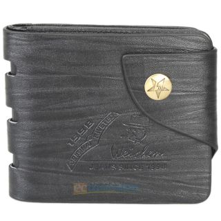 Fashion Mens Leather Bifold Wallet Pockets Card Clutch Purse Black 