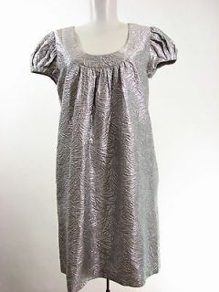 ali ro silk silver metallic damask dress sz 6