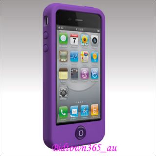 Purple Silicone Rubber Gel Skin Case Cover for Apple iPhone 4S 4G 4