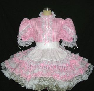 bbt adult sissy gingham cotton maid dress pk