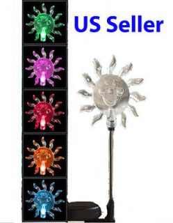 solar light sun led color changing garden yard lawn stake