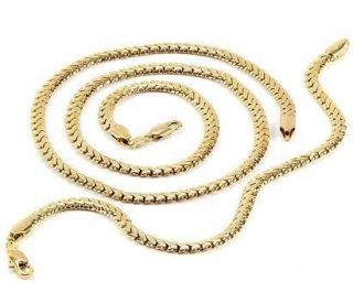 COOL 9K YELLOW GOLD FILLED SOLID MENS SNAKE BONE CHAIN NECKLACE 