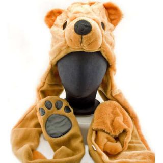brown polar bear mascot fancy costume hat cap gloves from