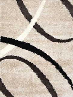 Modern Shag Beige 5x7 Area Rug Swirls Shaggy Carpet   Actual 4 9 x 