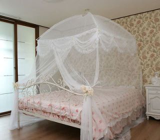 Square Dome Design White Bed Canopy + Tape Hook, Big Size Mosquito net 
