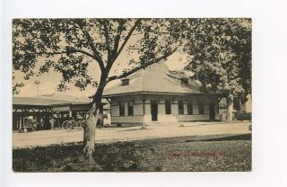 woodstock vt railroad station train depot 1908 postcard time left